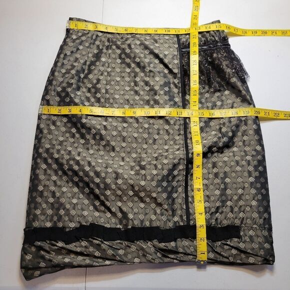 Schumacher Satin Taffeta Gray Pattern Midi Skirt Corporate Goth Evening - Picture 14 of 14